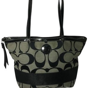 Coach  11281-f19046 Black and Gray Canvas Leather